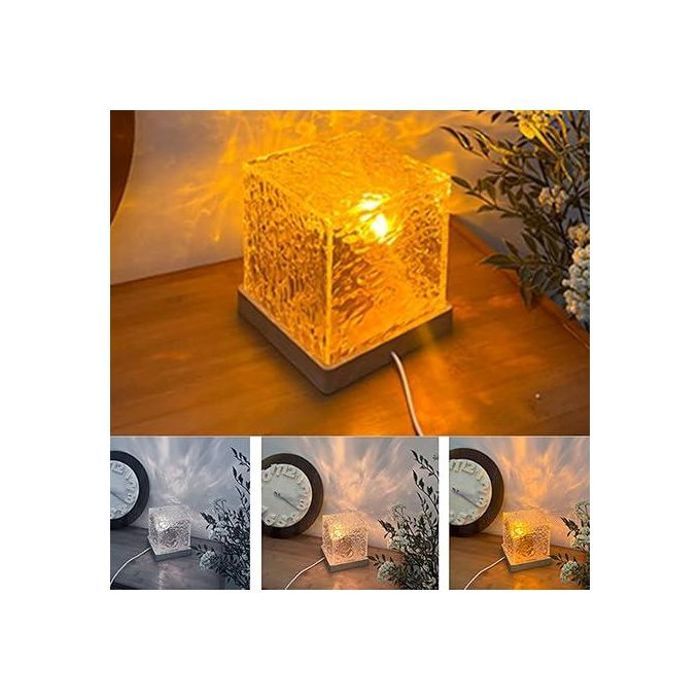 Veilleuse à Effet Ondes d'Eau avec Décoration Rotative - Design Élégant pour Bureau et Chambre à Coucher