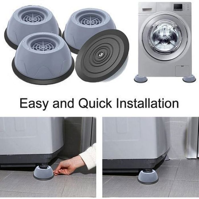 Pack 4 Pièces Patins Anti Vibration Tampon Supports Tapis Machine a Laver Pieds