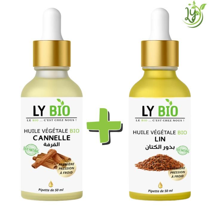 Pack Huile - LYBIO - Cannelle et Lin - 50ml - Pipette - Soin Réparateur
