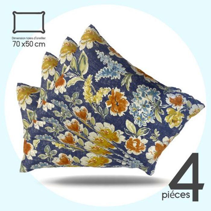 Pack 4 Taies D'oreiller imprimés JUPITER (50x70 cm)
