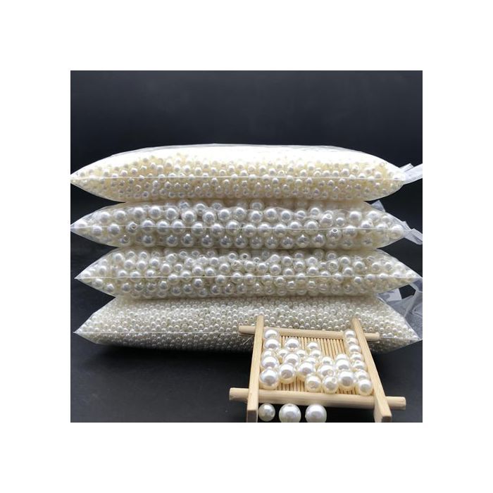 Perles Blanches ABS Avec Trou Droit De 4 À 14 mm Pour Décorations Artisanales