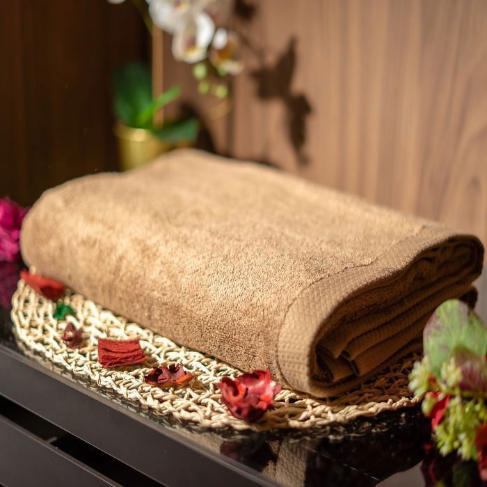 Drap de bain - Damas - Marron - 100% coton - 100x150 cm - 500g