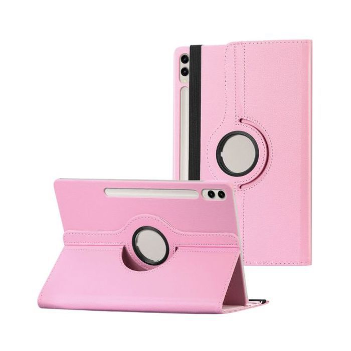 Coque - GENERIC - Samsung Galaxy Tab S9 Plus - Rotatif 360° - Rose - Cuir de haute qualité