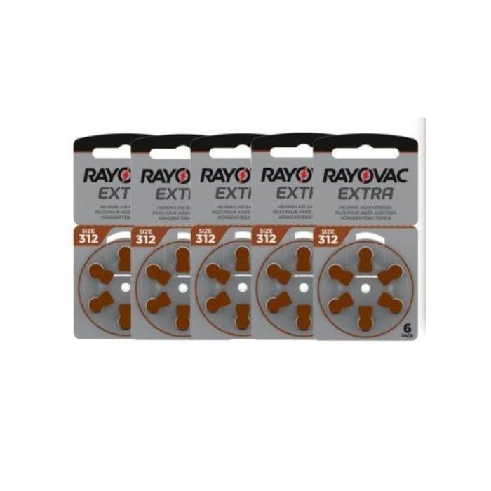 Rayovac Extra Hearing Aid Batterie //Aide Auditive 1.45v Size 312 PR41 //5 Pack x6 Piles