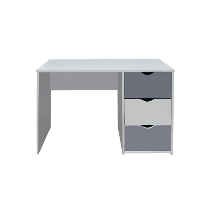 AMSTERDAM BUREAU 3 TIROIRS CL BLANC/GRIS 110X55X75 CM