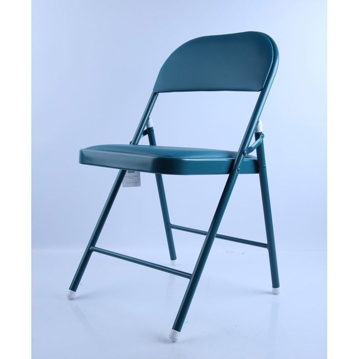 Chaise - HOME DECO FACTORY - Pliable - Coussin PU - Bleu - Confortable et dynamique