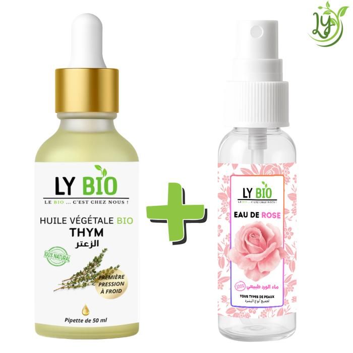 LYBIO PACK HUILE THYM 50ML - PIPETTE + EAU DE ROSE 100ML