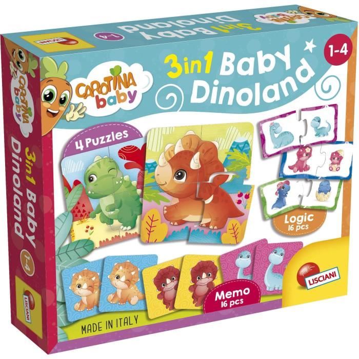 Dinoland - Jeux éducatifs - CAROTINA BABY - Puzzles, Mémo, Associations