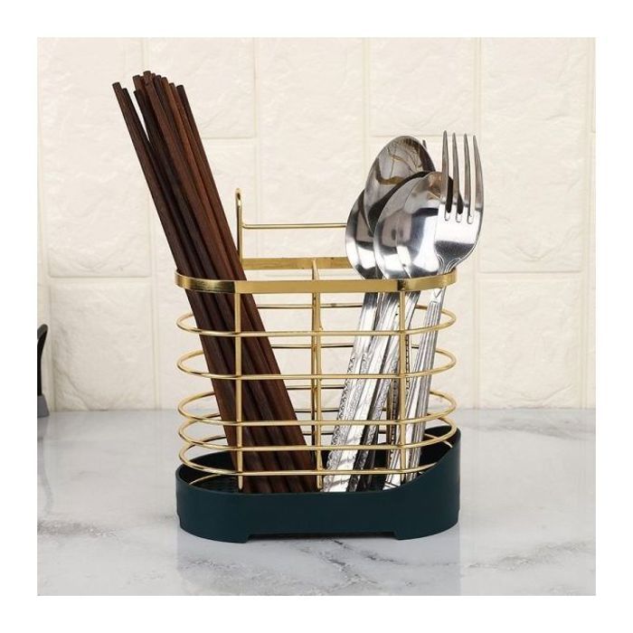 Porte-ustensiles de cuisine en fer avec espace de rangement baguettes