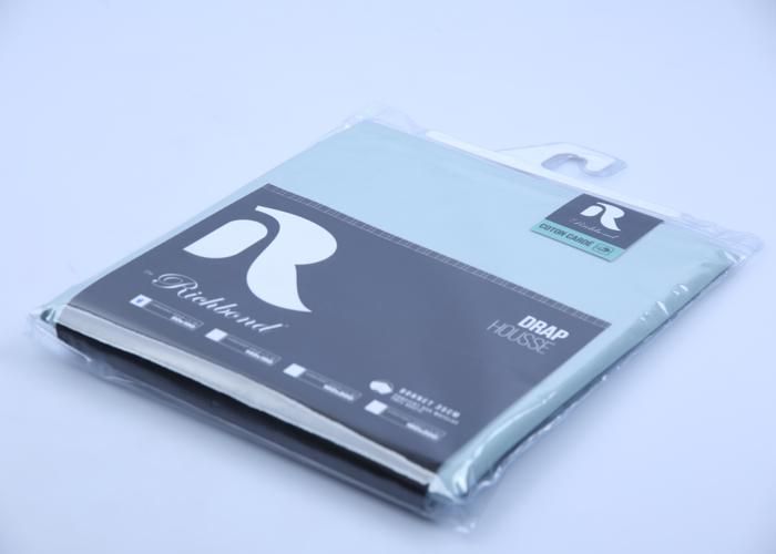 Drap housse coton cardé 90x190 vert eau
