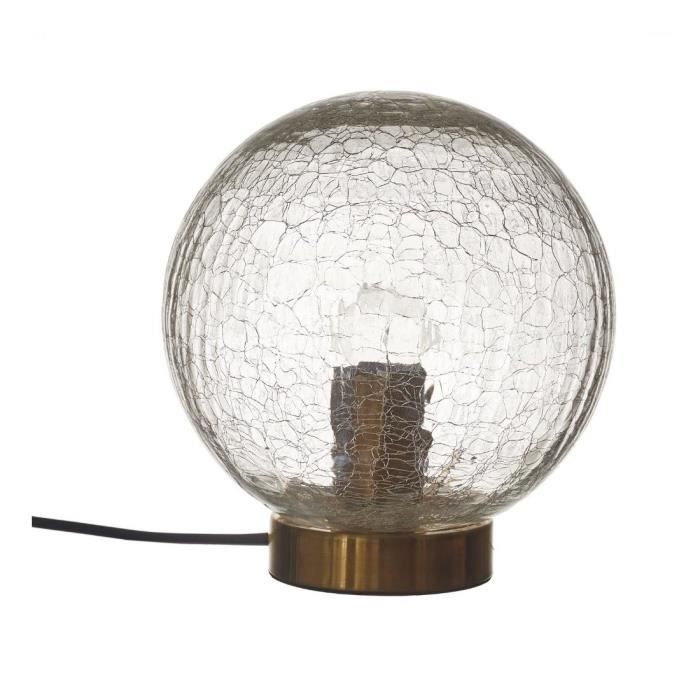 Lampe de table - Neuf - Verre sphérique - Transparent et doré - 20x22x20 cm - Design contemporain