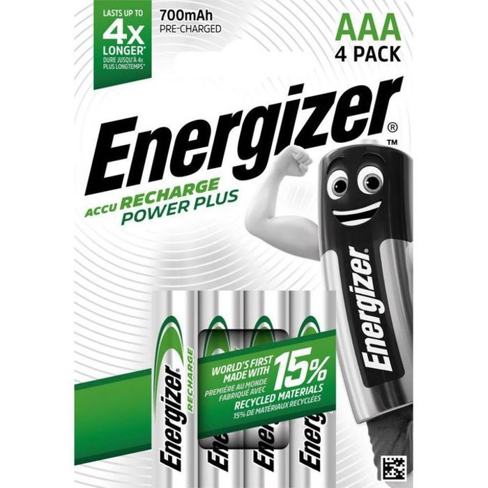 Energizer Pile AAA HR03 Power plus - recheargeable - 700 mAh - blister de 4 piles