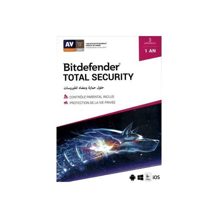 Bitdefender Antivirus Total Security - 3 Postes  1 an