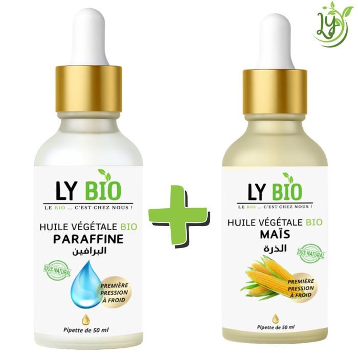 Pack Huile - LYBIO - Huile Paraffine 50ml - Huile Mais 50ml - Hydratant - Mixte
