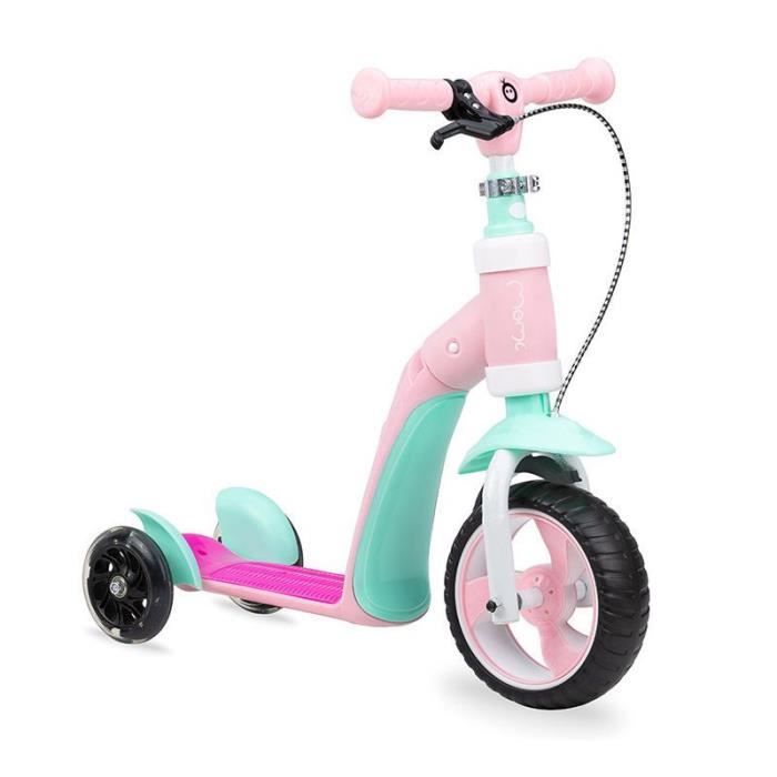 Trottinette 2 en 1 - MoMi - ELIOS - Rose - 3 roues - Frein au pied