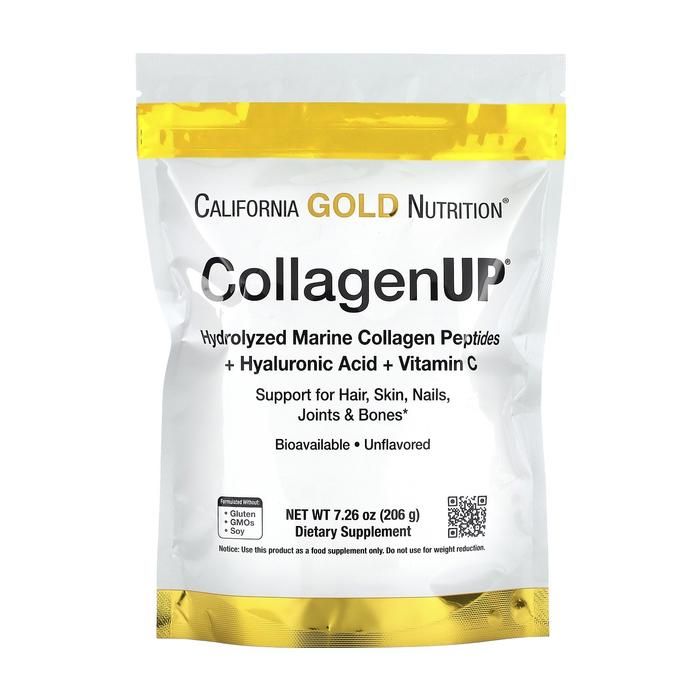 California Gold Nutrition, Peptides de collagène marin hydrolysé à l'acide hyaluronique et à la vitamine C, Non aromatisés, 206 g
