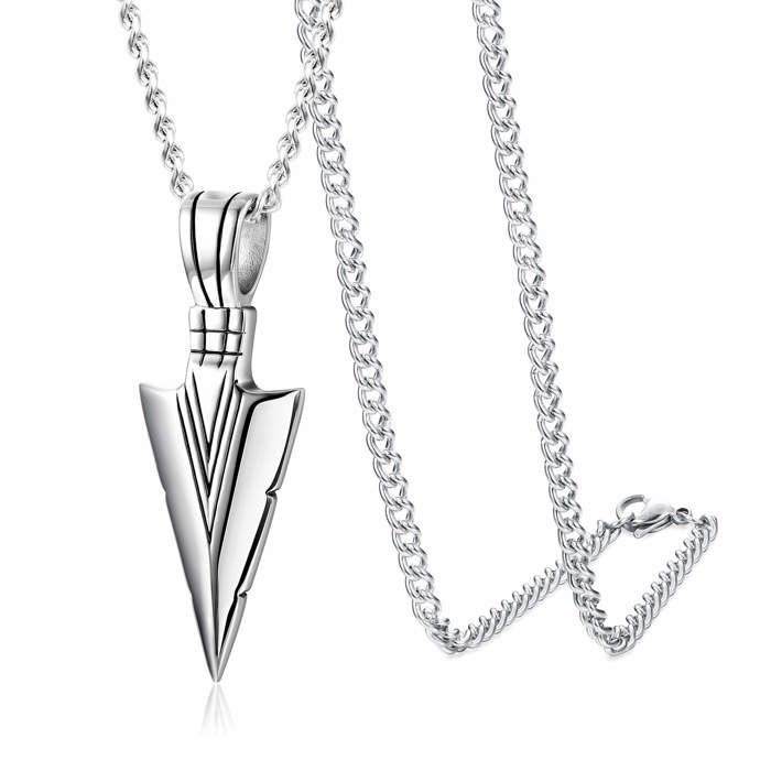 Collier pendentif argent pour hommes et femmes en acier inoxydable