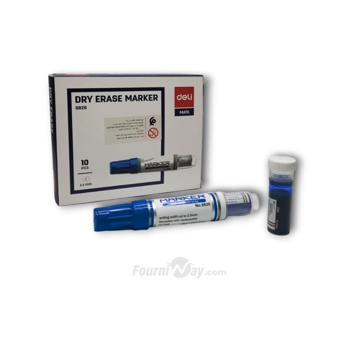Boite 10 Marqueur Rechargable pour tableau Deli E6820 Bleu