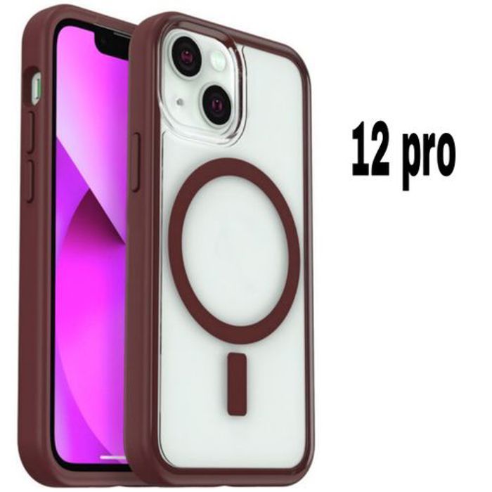 Pochette Iphone 12 Pro, Transparente Touch Confort,Wireless Marron