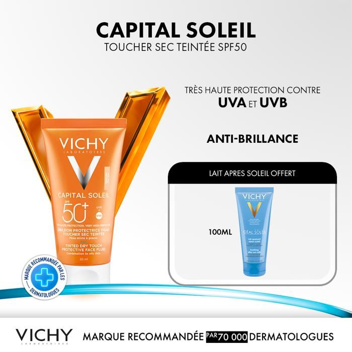 Vichy CAPITAL SOLEIL Crème Onctueuse SPF 50+ + Lait Après Solaire Offert