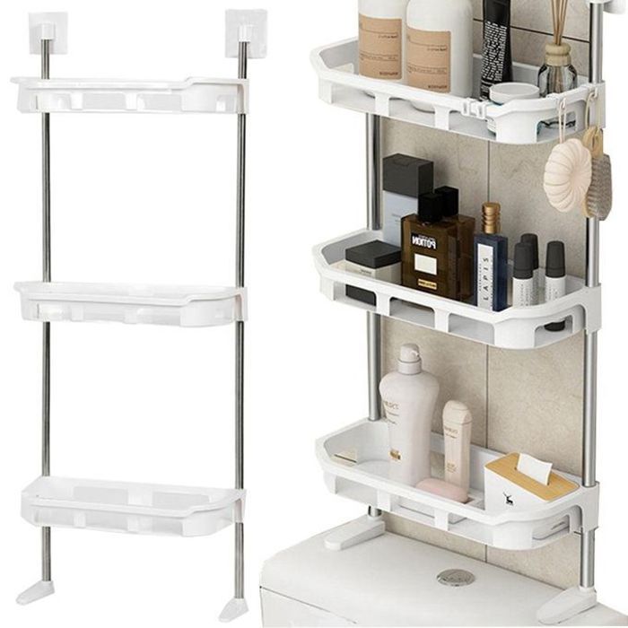 Étagère de Rangement 3 Niveaux pour Salle de Bain - Au-dessus des Toilettes