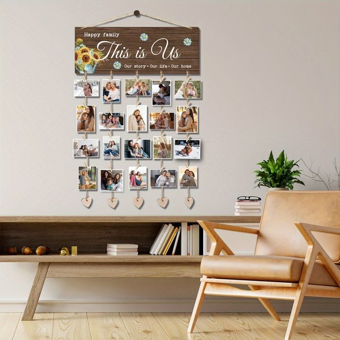 Ensemble de cadres photo suspendus - OUTFITS AND MORE - Bois - Multicolore - Intérieur - A suspendre