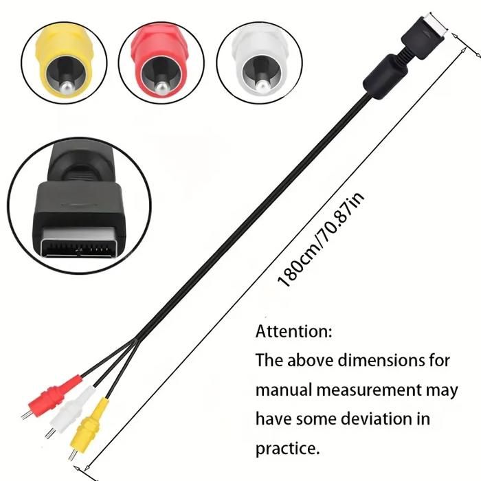 Fil AV RCA Composite Audio Vidéo pour PS2, Longueur 2m Compatible avec PS1, PS2,