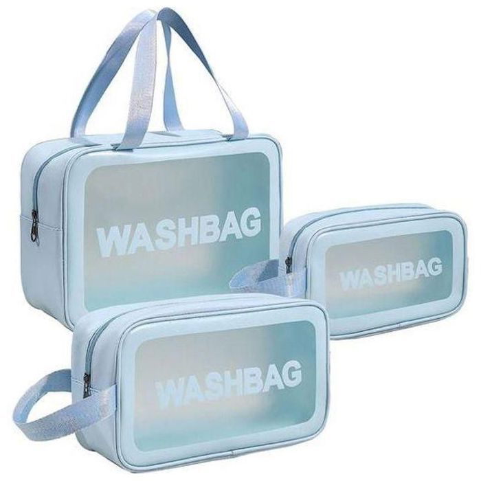 3 Sacs de Maquillage Large Washbag Transparent Trousse De Toilette Transparente Imperméable pour Femmes