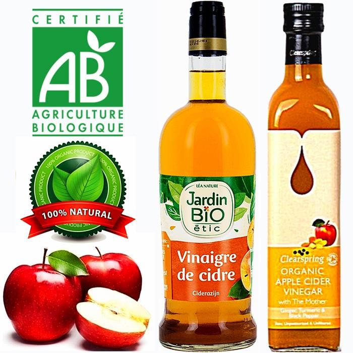 Vinaigre de cidre de pomme biologique avec la mère Gingembre curcuma et poivre noir 500ml + Vinaigre de cidre 100% Bio -750ml