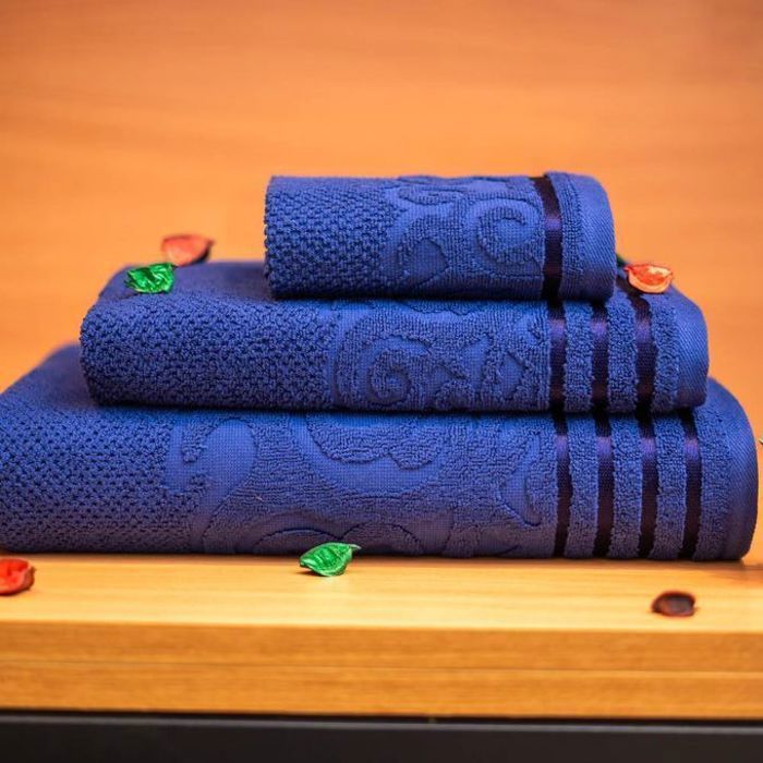 Serviettes de bain - Cassilia - G019 - 100% coton - Pack de 3 - Bleu marine