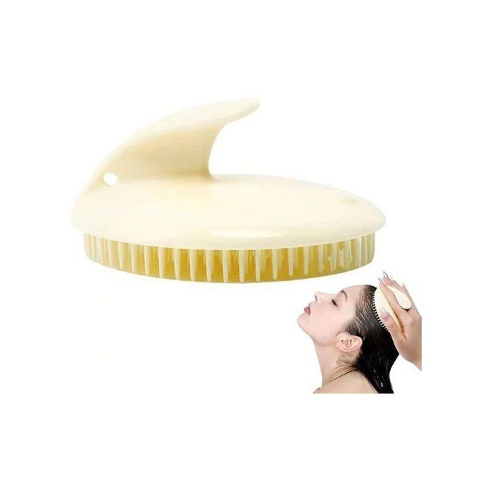 Brosse à shampoing cheveux-Massage cuir chevelu-antipelliculaire, Blanc cassé