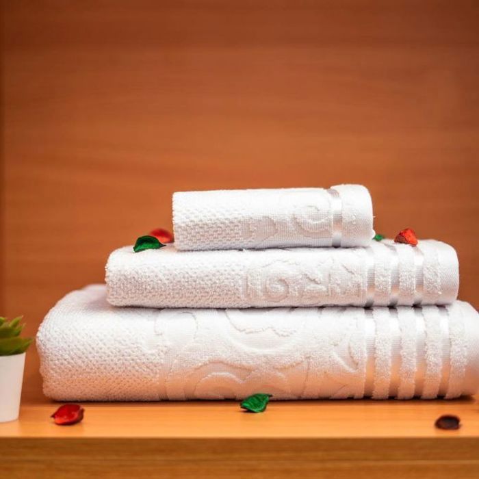 Serviettes de bain - Cassilia - G019 - 100% coton - Pack de 3 - Couleur blanche