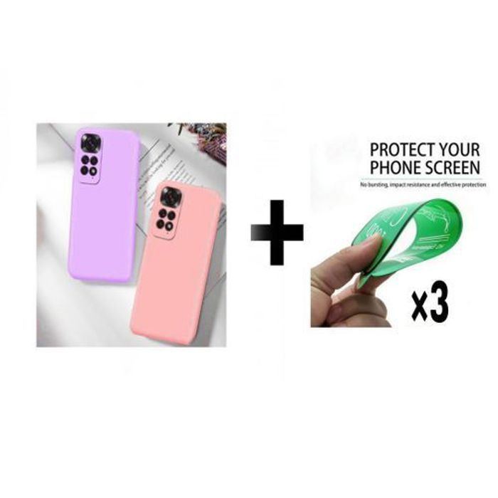 Coque et protection d'écran - GÉNÉRIQUE - Xiaomi Note 11 Pro 4G - Silicone - Mauve et Rose - Élégante