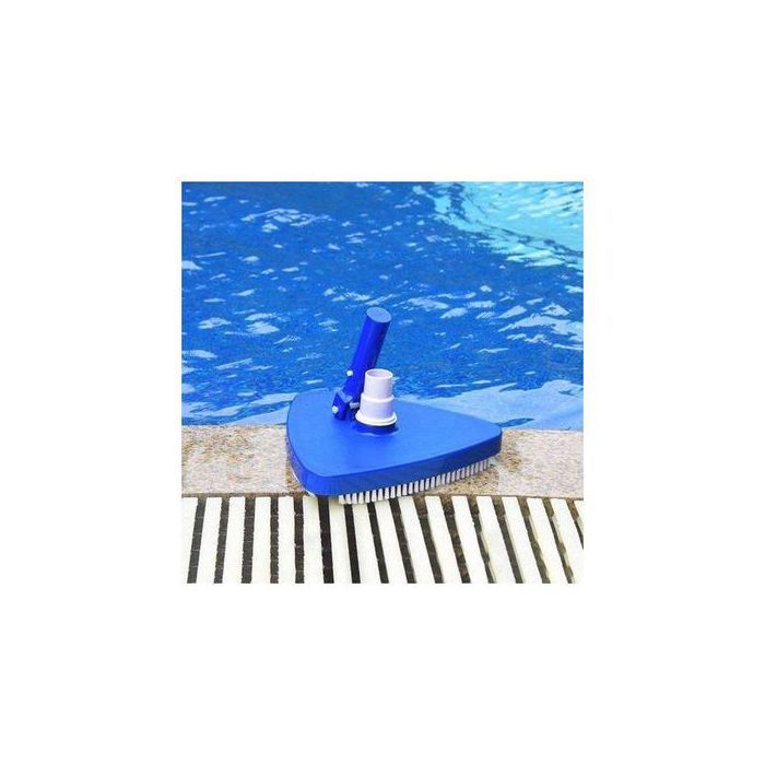 Balai triangulaire bleu avec brosse pour nettoyage fond piscine