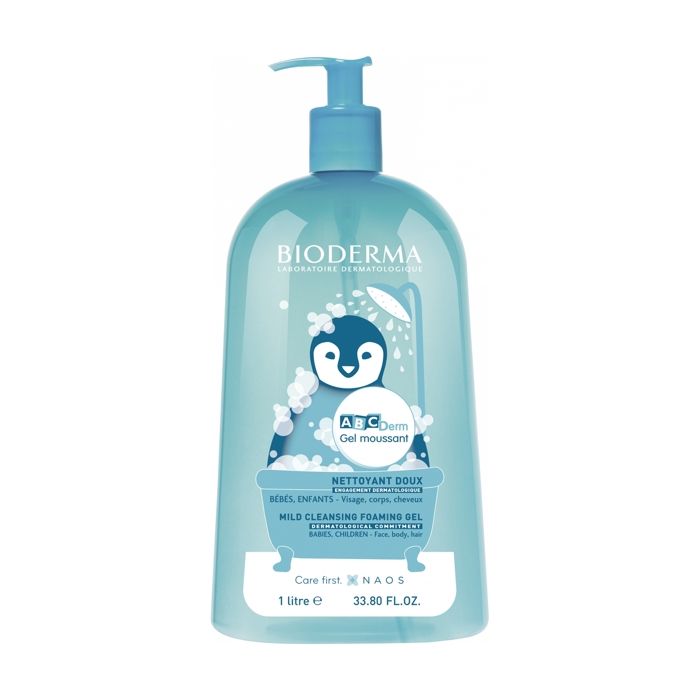 Gel Moussant Nettoyant Doux - Bioderma - ABCDerm - 1L - Hypoallergénique - Bébé Enfant