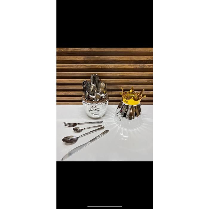 AYA HOME - Ménagères œuf de luxe en INOX 24 PIECES ET SUPPORT DECORATIFS