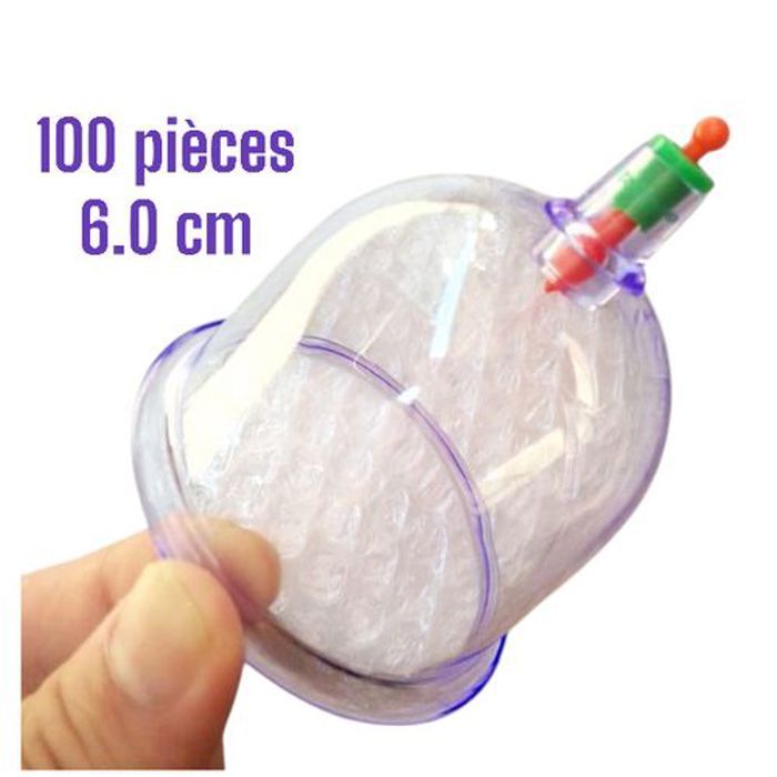 Ventouses médicales - Hijama - Lot de 100 - Diamètre 6 cm - Silicone non toxique - Soulagement douleur