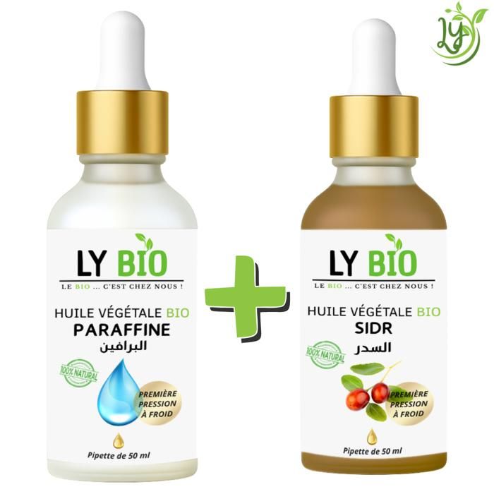 Pack Huile - LYBIO - Huile de Paraffine 50ml - Huile de Sidr 50ml - Hydratant - Mixte