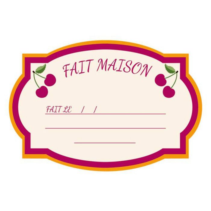 Lot de 50 Étiquettes Bocaux "Maison" 6cm Multicolore