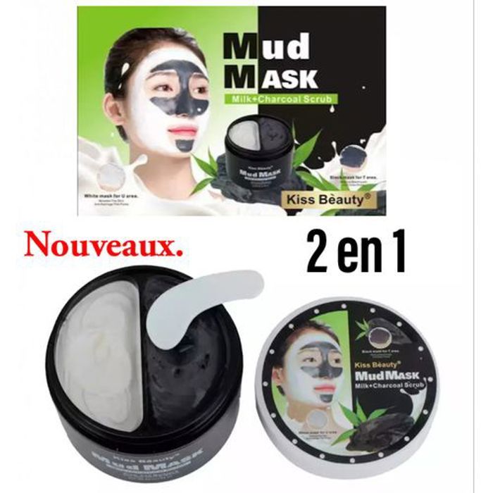 Masque de Gommage naturel au Charbon végétal et Argile au lait,produit nettoyant et réparatrice de la peau.