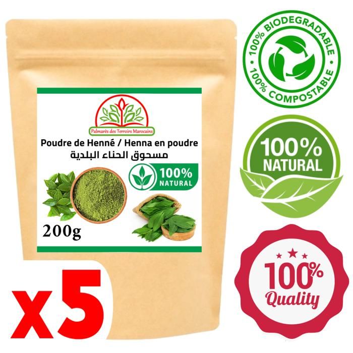 Poudre Henné 100% naturel corps et cheveux 1000g