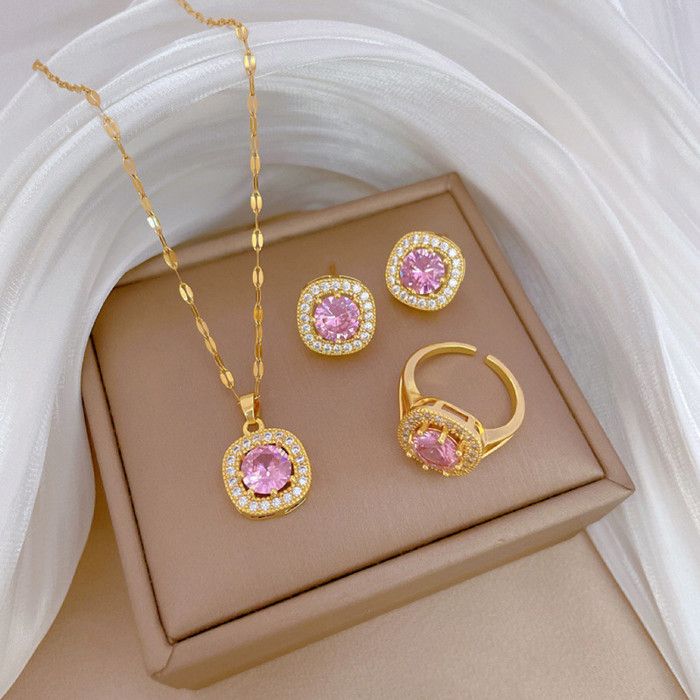 Ensemble de Bijoux - EGO - EGO012 - Dorée - Acier - Cristal