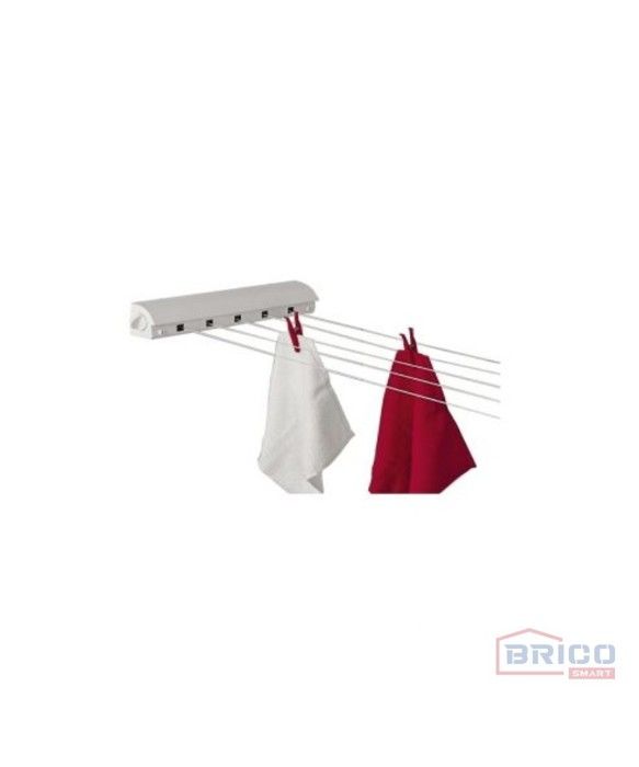 Corde à linge rétractable - Blanc - 21m - 5 cordes - Facile à installer - Ajustable