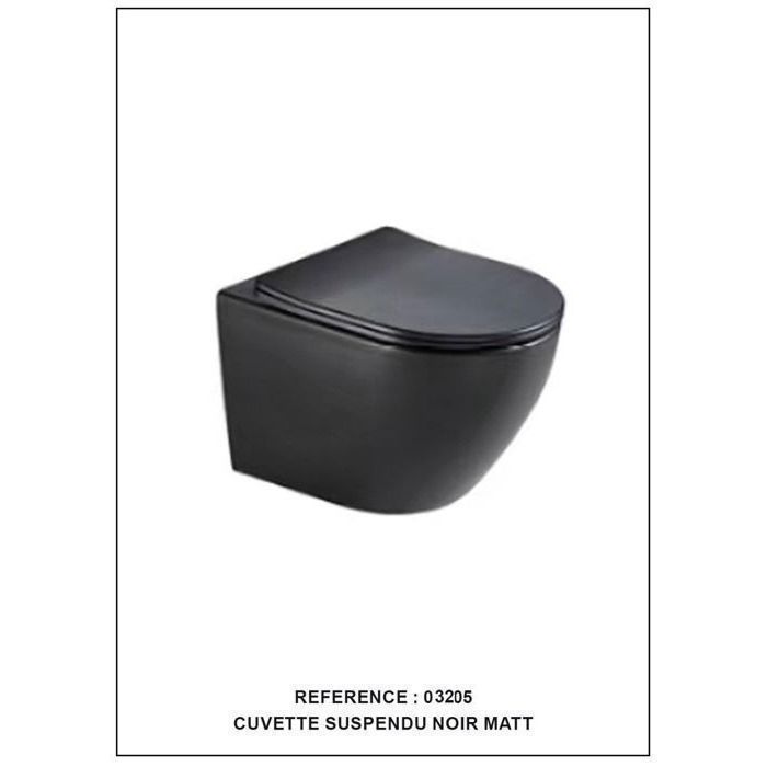 Cuvette WC suspendue - Noir Mat - Céramique - Design moderne - Installation facile - Style élégant