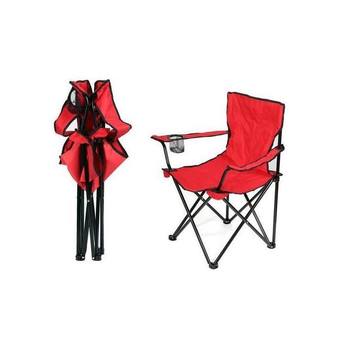Chaise de camping - GENERIC - Pliable - Acier et tissu Oxford - Porte-gobelet - Rouge