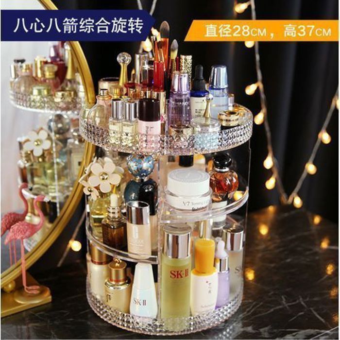 Organisateur de cosmétiques - Non spécifié - Rotatif 360° - Transparent - Grande capacité - Pratique