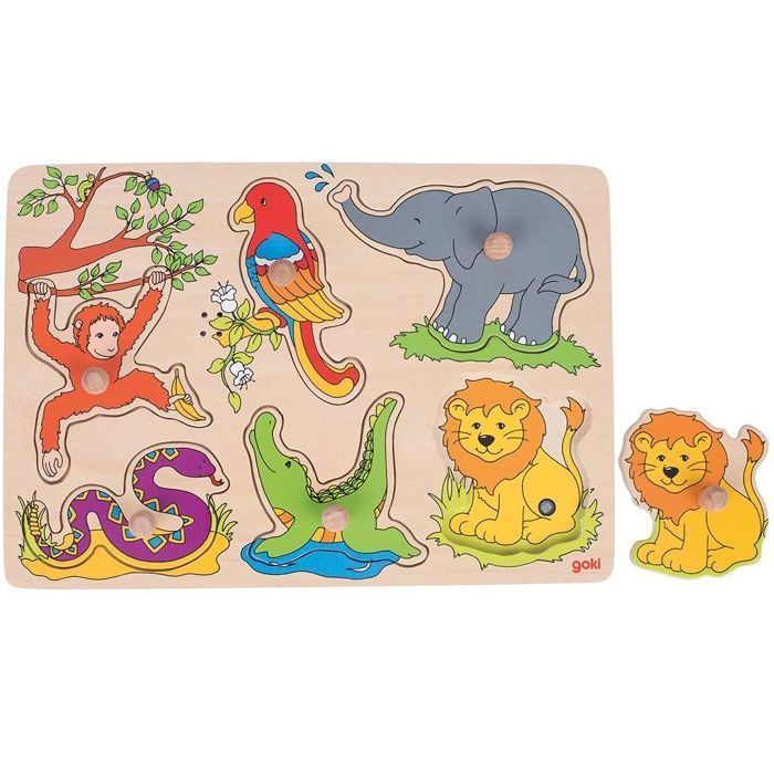 Puzzle à formes Faune pour bébé en bois GOKI - 6 pièces - 12 mois et plus