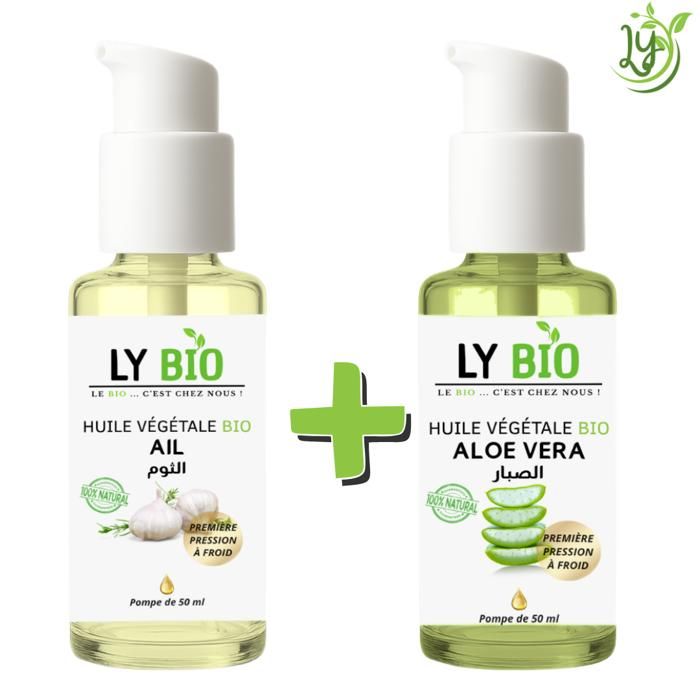 LYBIO PACK HUILE AIL 50ML - POMPE + HUILE ALOE VERA 50ML - POMPE
