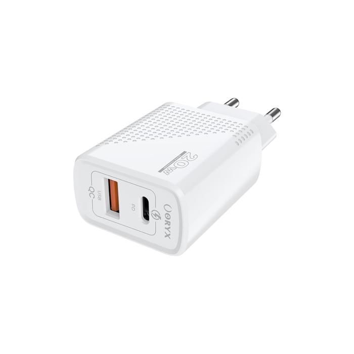 ORYX chargeur mural quick charge 20W port PD Type-C et USB-A