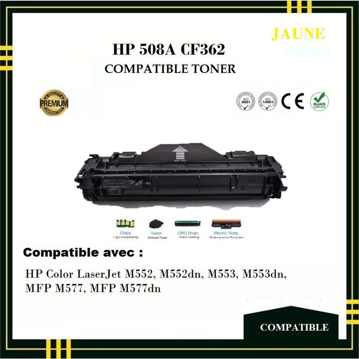 Toner - HP - 508A - Jaune - Compatible - Pack de 2